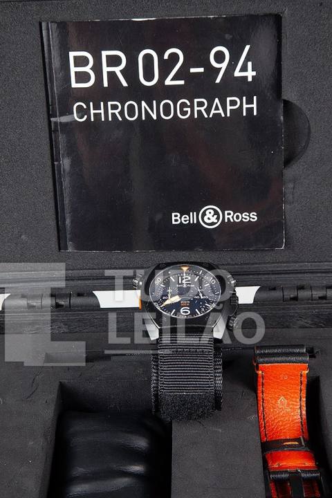 BELL & ROSS. BR02-94 Marine Series. Relógio cronógrafo com movimento automático de alta precisão, vidro de safira com mostrador preto, caixa...