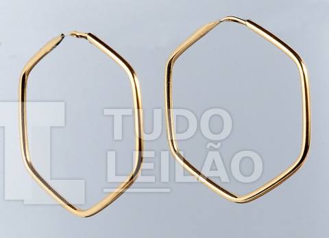 Argola sextavada em ouro amarelo 18k